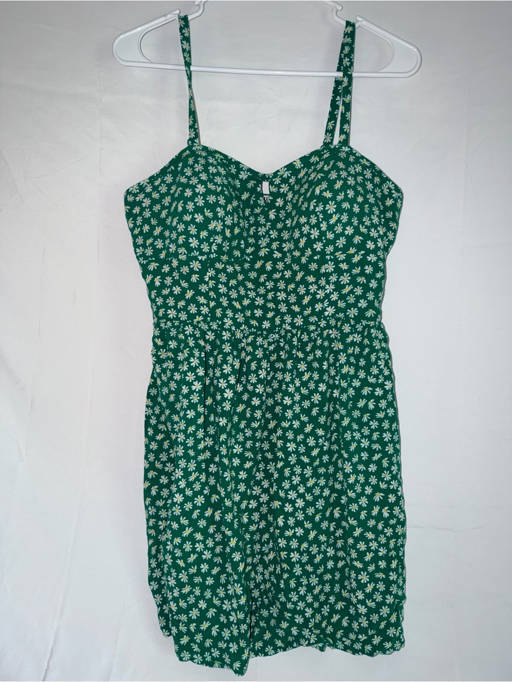 AUW Green Daisy Slip Dress with Smocked Bodice